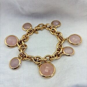 Honora Bronze Faceted Pink Rose Quartz Beaded Bracelet 8"